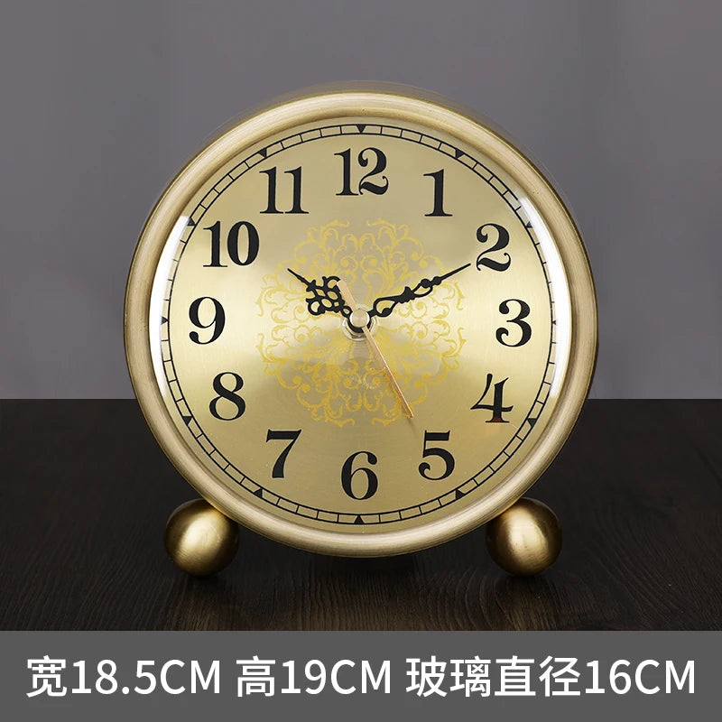 Luxury Gold Retro Metal Desk Clock | Silent Quartz Antique Decor Decorative Desk Clock Babs Style 4