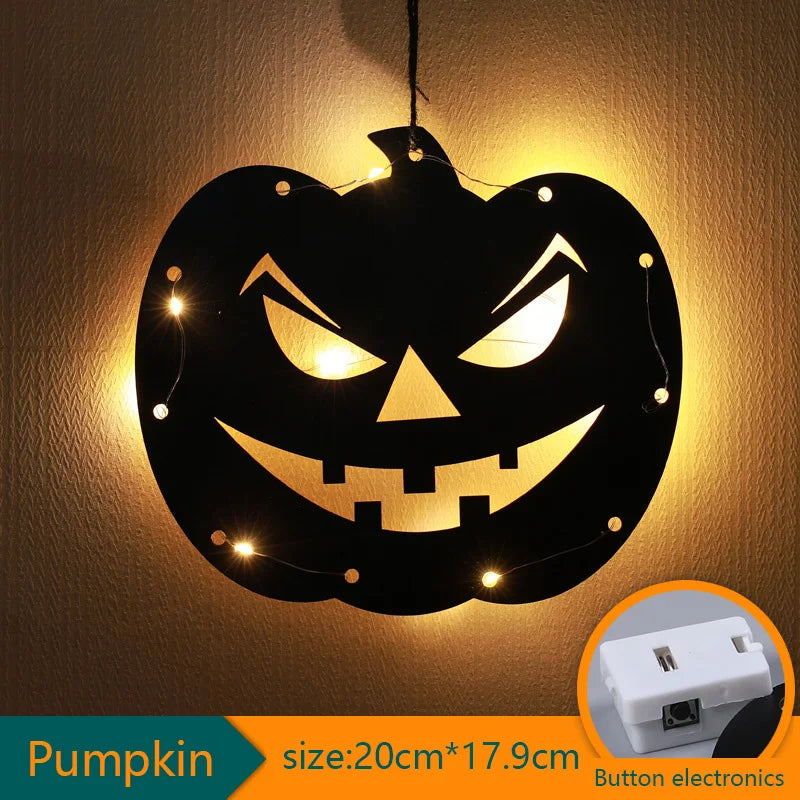 10 LED Halloween Hanging Decoration – Castle, Witch & Ghost Halloween Hanging Decor Babs B