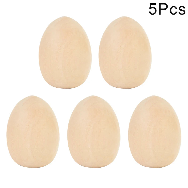 5Pcs Unfinished Wooden Easter Eggs DIY Craft Ornaments DIY Wood Craft Kit Babs 5pcs