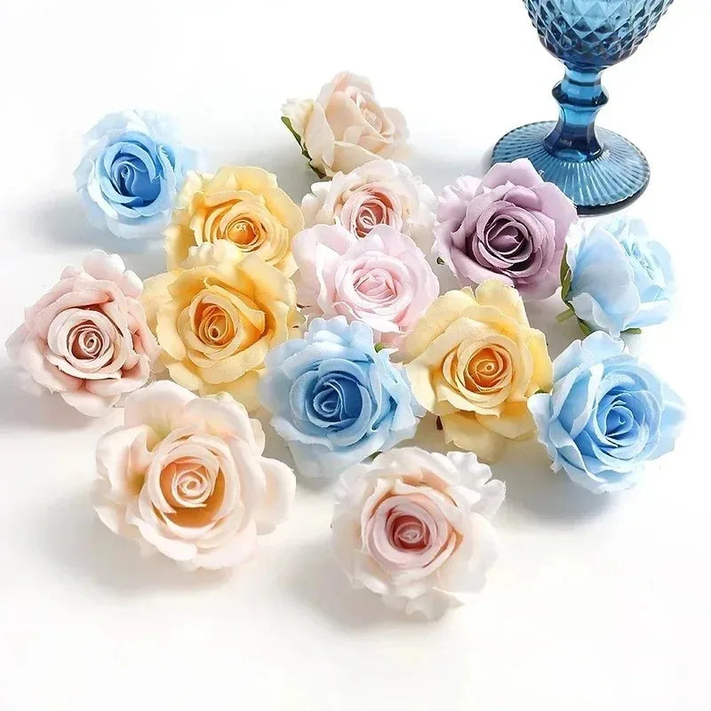 5-Pack Silk Artificial Rose Heads – Wedding & DIY Wreath Décor Artificial Flower Heads Babs