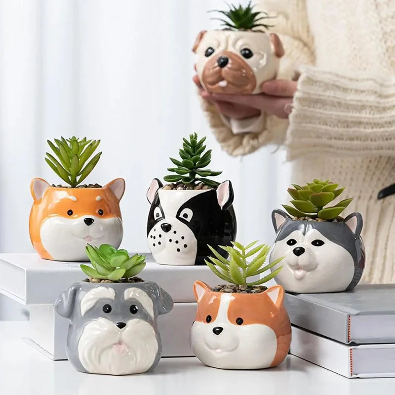 Cute Cartoon Dog Ceramic Succulent Flower Pot | Planter Ceramic Flower Pot Babs