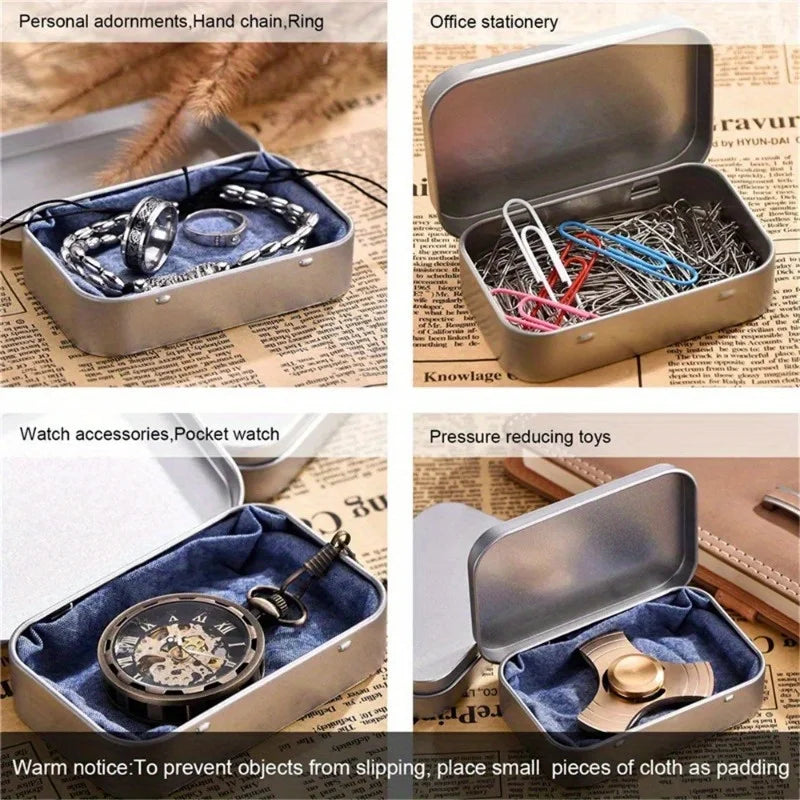 Mini Metal Tin Box – Hinged Rectangular Tinplate Organizer Tin Storage Box Babs