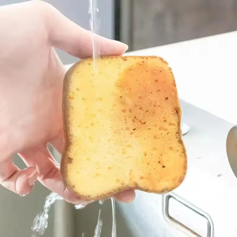 2Pcs Bread Shape Kitchen Sponge Set – Smiley Toast Scrubber Kitchen Cleaning Sponge Babs