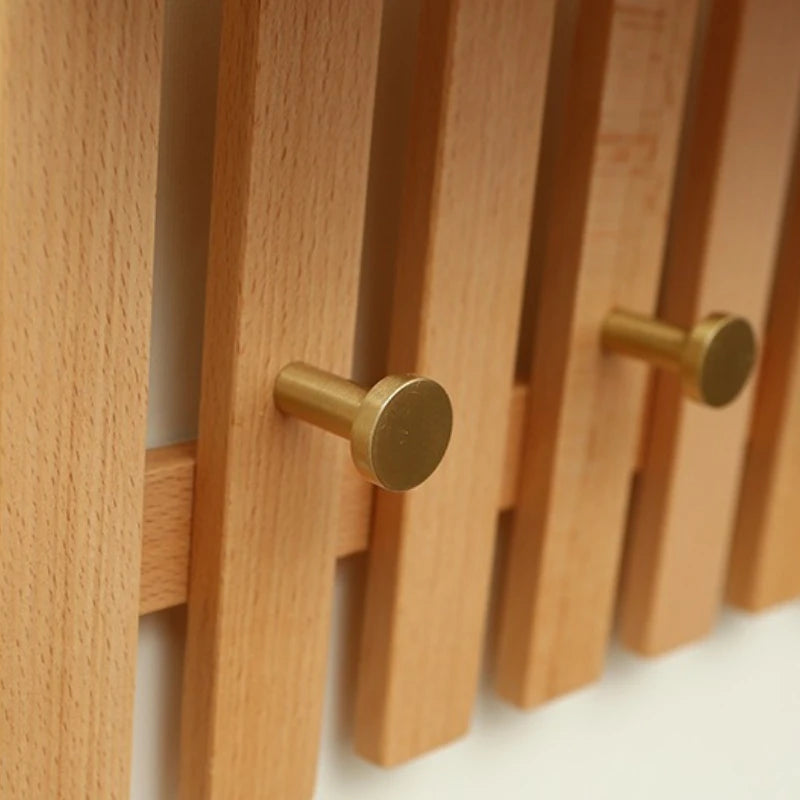 Retro Wooden Wall Coat Rack – 4-Hook Minimalist Organizer Wall Coat Rack Babs