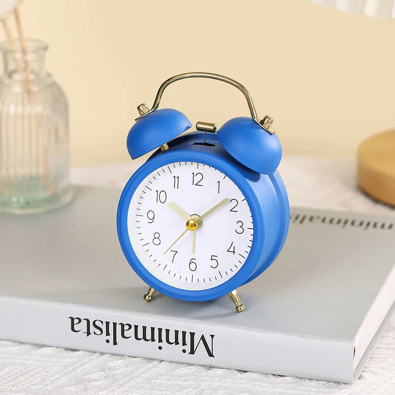 Cute Twin Bell Metal Alarm Clock with Night Light – Analog Analog Alarm Clock Babs