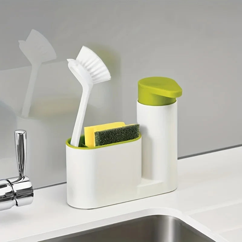 2-in-1 Soap Dispenser with Sponge & Brush Holder | Bathroom Sink Soap Dispenser Organizer Babs