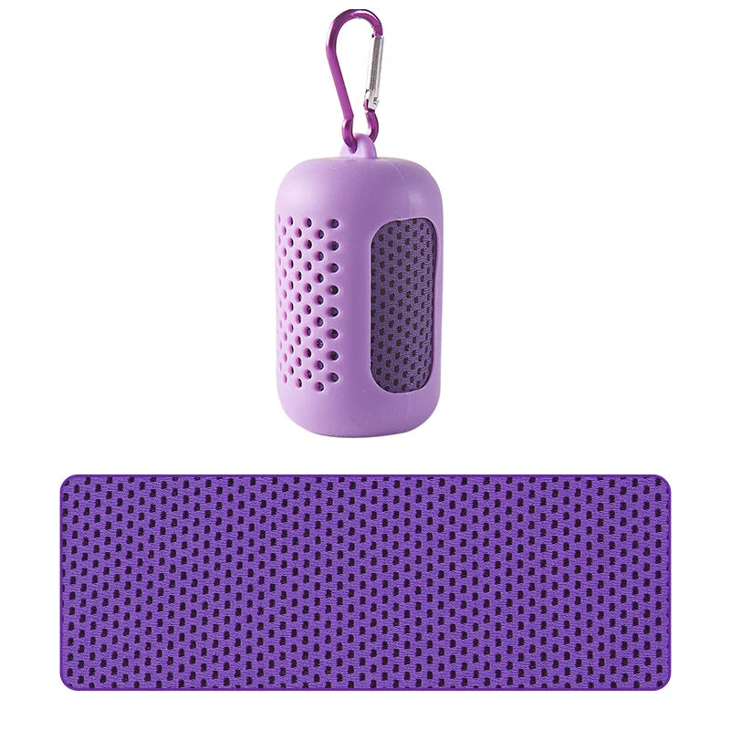 Cooling Towel & Silicone Bag – Fast Drying Sports Beach Towel Cooling Sports Towel Babs PURPLE 30-80cm