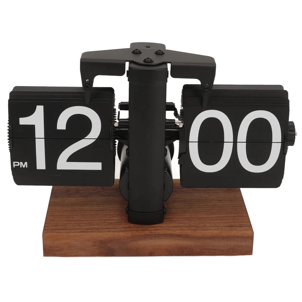 Retro Auto Flip Clock – Black Walnut Desk Clock | Home Décor Flip Desk Clock Babs walnut black