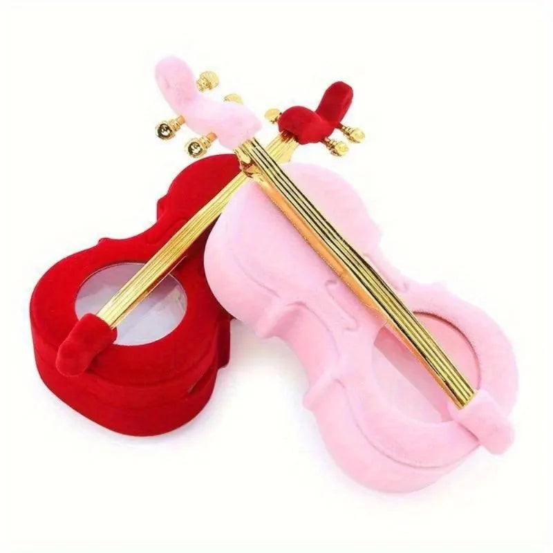 Flocked Violin Jewelry Gift Box – Ring, Necklace & Earring Case Jewelry Gift Box Babs