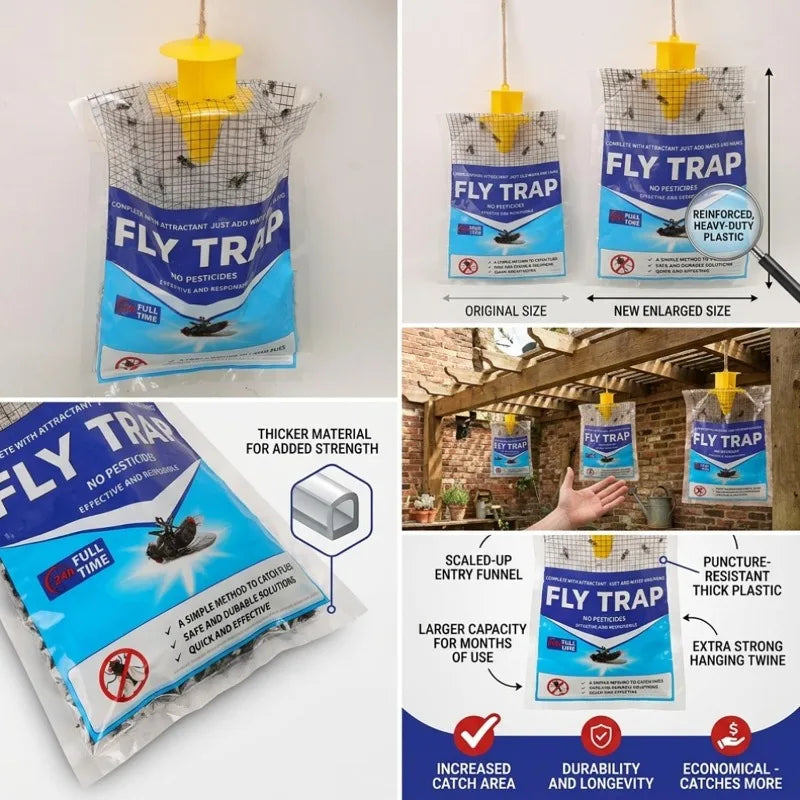 Outdoor Hanging Fly Trap Bag – High Capacity Disposable Catcher Fly Trap Bag Babs