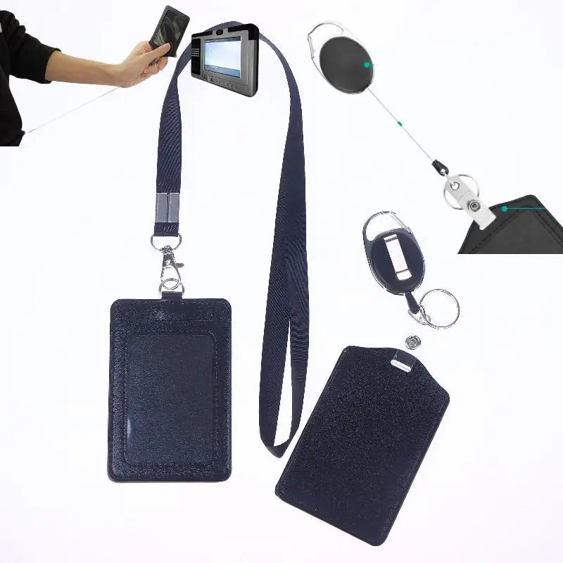 PU ID Card Holder Retractable Reel & Lanyard – 1 or 3 Pack ID Card Holder Babs
