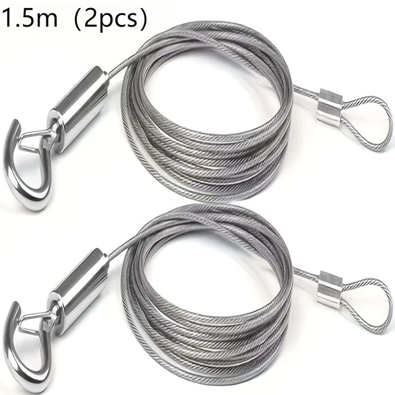 2pcs 1.5m Stainless Steel Wire Rope with Quick Hook | Cable Lanyard Wire Rope Lanyard Babs 2pcs