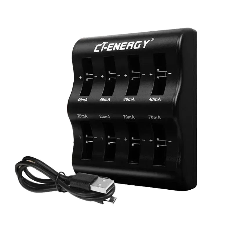 8-Slot Li-Ion Coin Cell Charger – CR2032 2450 1632 Type-C USB Coin Cell Charger Babs