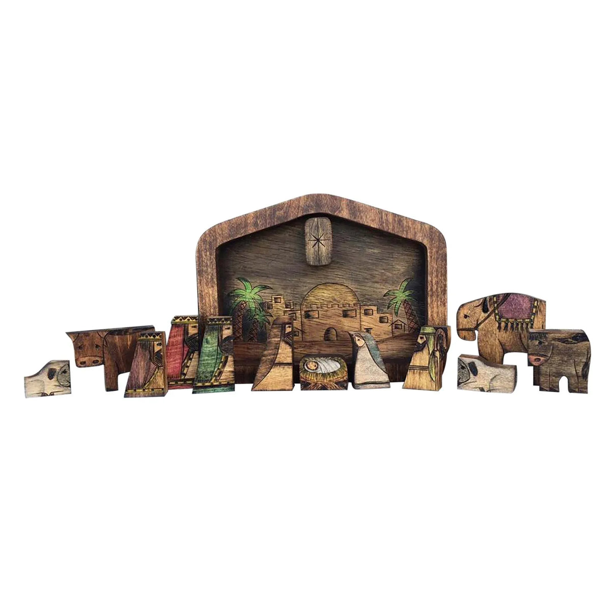 Wooden Nativity Puzzle – Wood-Burned Jesus Figurine Décor Nativity Puzzle Figurine Babs