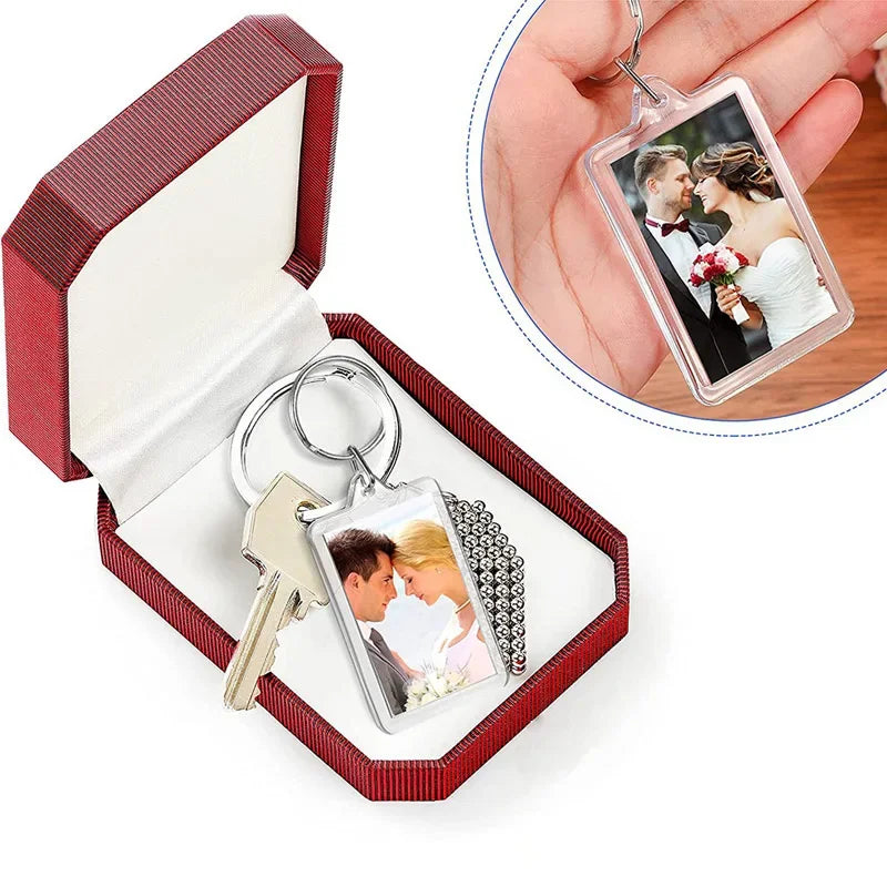 Clear Acrylic Photo Frame Keychain DIY Blank with Split Ring Photo Frame Keychain Babs