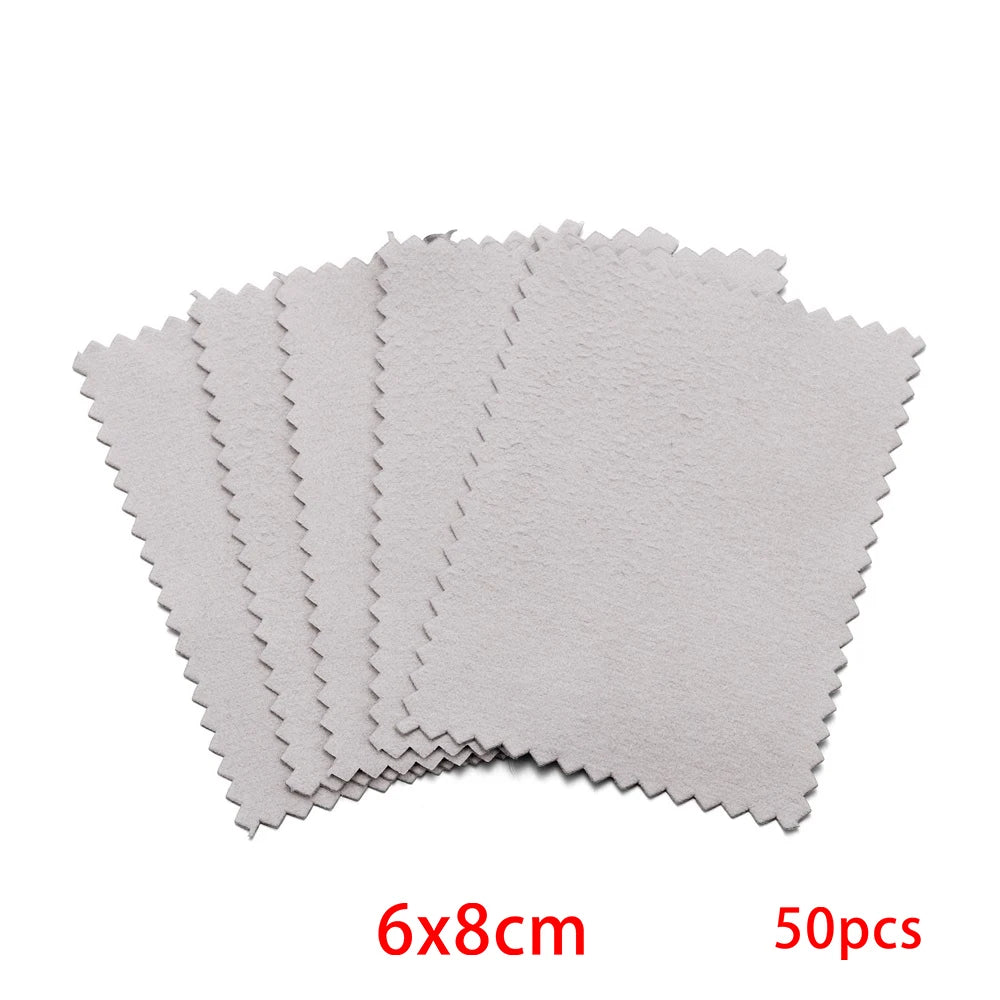 50pcs Jewelry Polishing Cloths for Silver, Gold & Platinum Jewelry Polishing Cloth Babs Light Grey 6x8 50Pcs