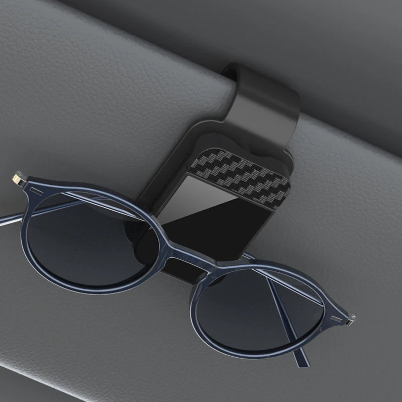 Car Sun Visor Glasses Holder – One-Hand Clip-On Organizer Car Visor Organizer Babs Black 1 pc