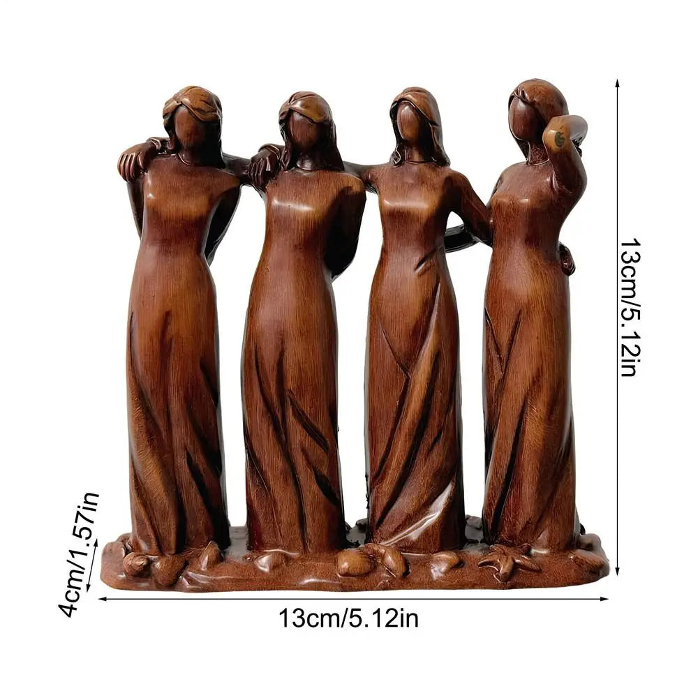 Resin Four Sisters Sculpture – Friendship Figurine Decor Gift Decorative Figurine Babs A