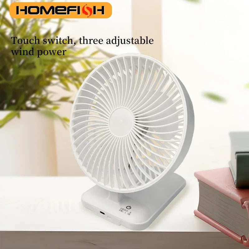 Foldable USB Electric Fan – Silent Touch Control, 6-8H Battery Portable Folding Fan Babs