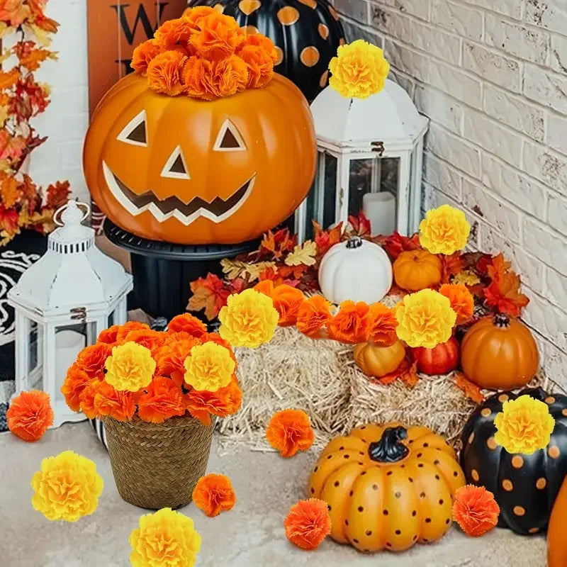 Artificial Marigold & Carnation Flower Heads – Festival Decor Artificial Flower Heads Babs