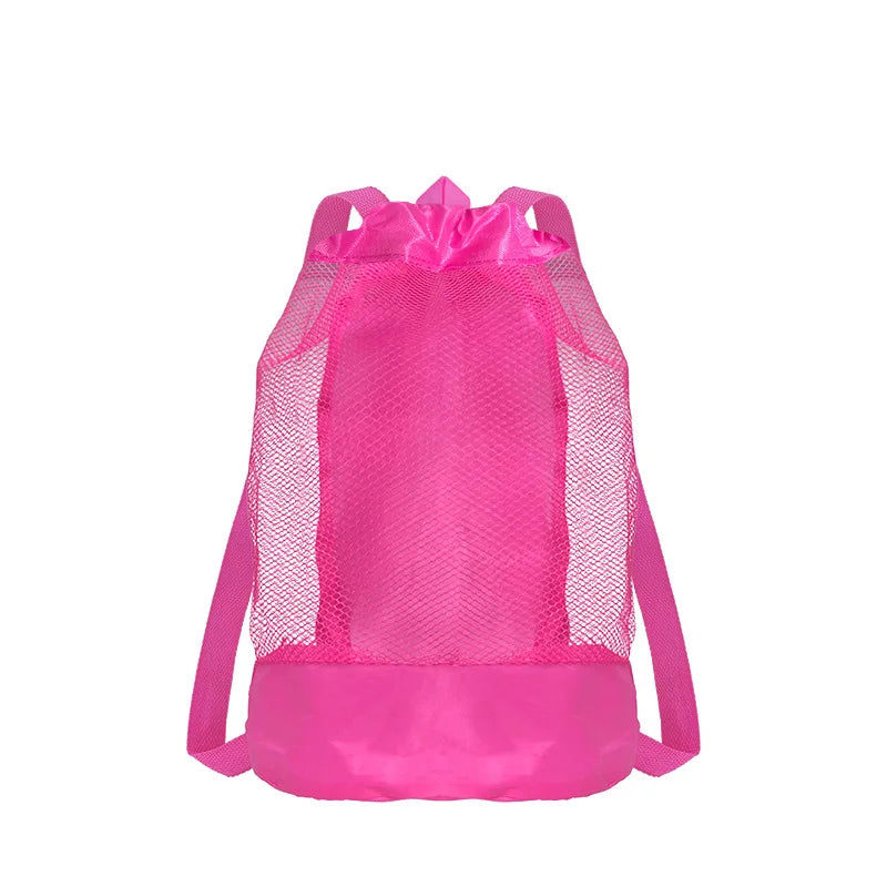 Mesh Travel Backpack Beach Bag Toiletry Pouch Compression Sack Mesh Travel Backpack Babs pink