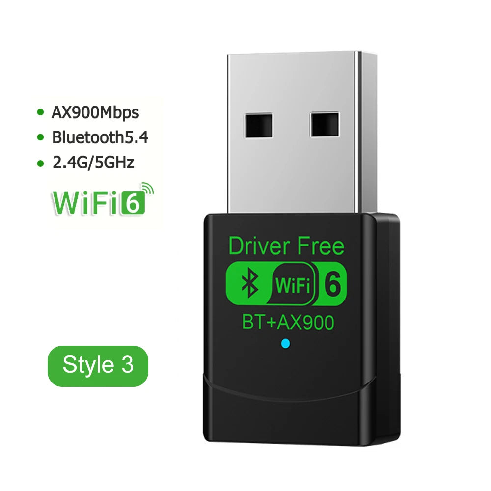 KEBIDUMEI AX900 WiFi 6 USB Dongle Dual Band + Bluetooth 5.4 USB WiFi Adapter Babs 900M BT5.4 Style 3
