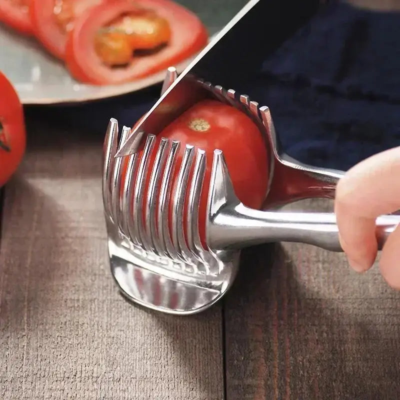 Handheld Fruit & Vegetable Slicer – Lemon Tomato Onion Cutter Fruit Vegetable Slicer Babs