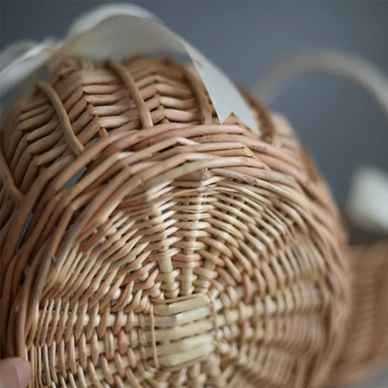 Hand-Woven Wicker Flower Basket with Handle | Home & Picnic Wicker Storage Basket Babs