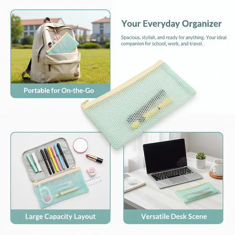 Mesh Zipper Pouch – Pencil Case & Travel Organizer Bag Mesh Organizer Pouch Babs