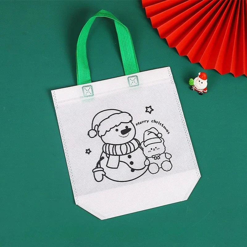 Kids DIY Coloring Graffiti Bag with Markers – Creative Gift Kids Craft Gift Set Babs Snowman 10PCS