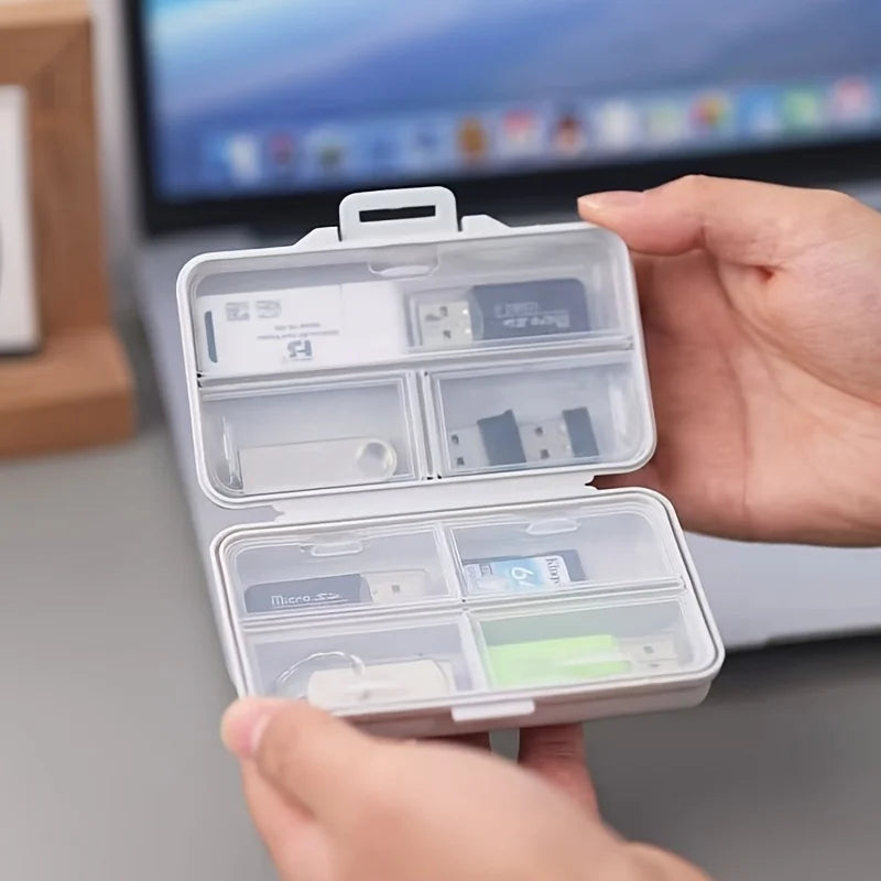 USB Storage Box with Compartments & Cover – Office & Travel Desk Storage Organizer Babs