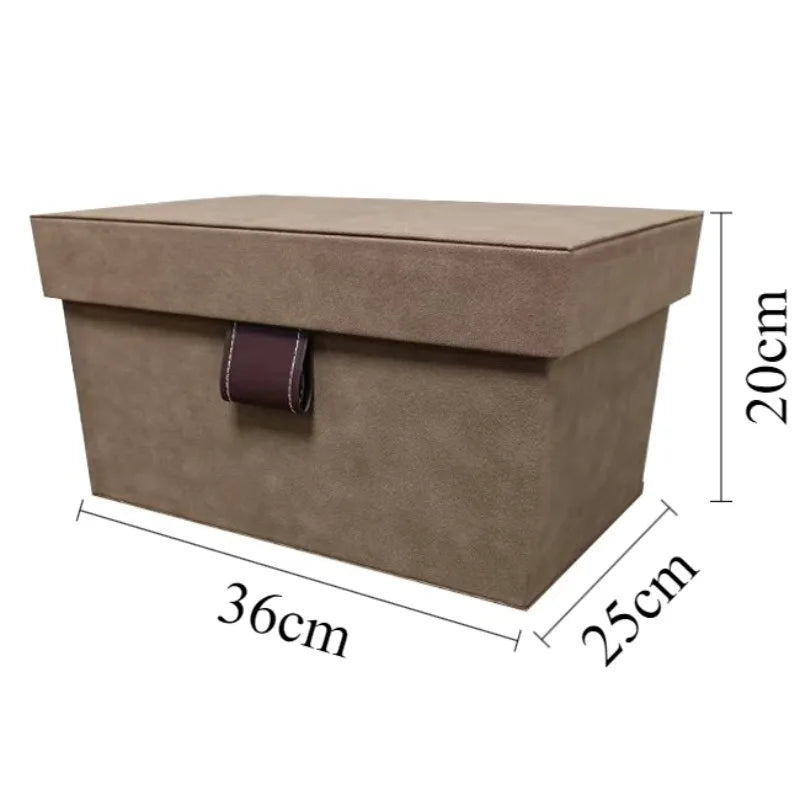 Luxury Leather Storage Box – 50L Large Closet Organizer Leather Storage Box Babs Brown-Medium