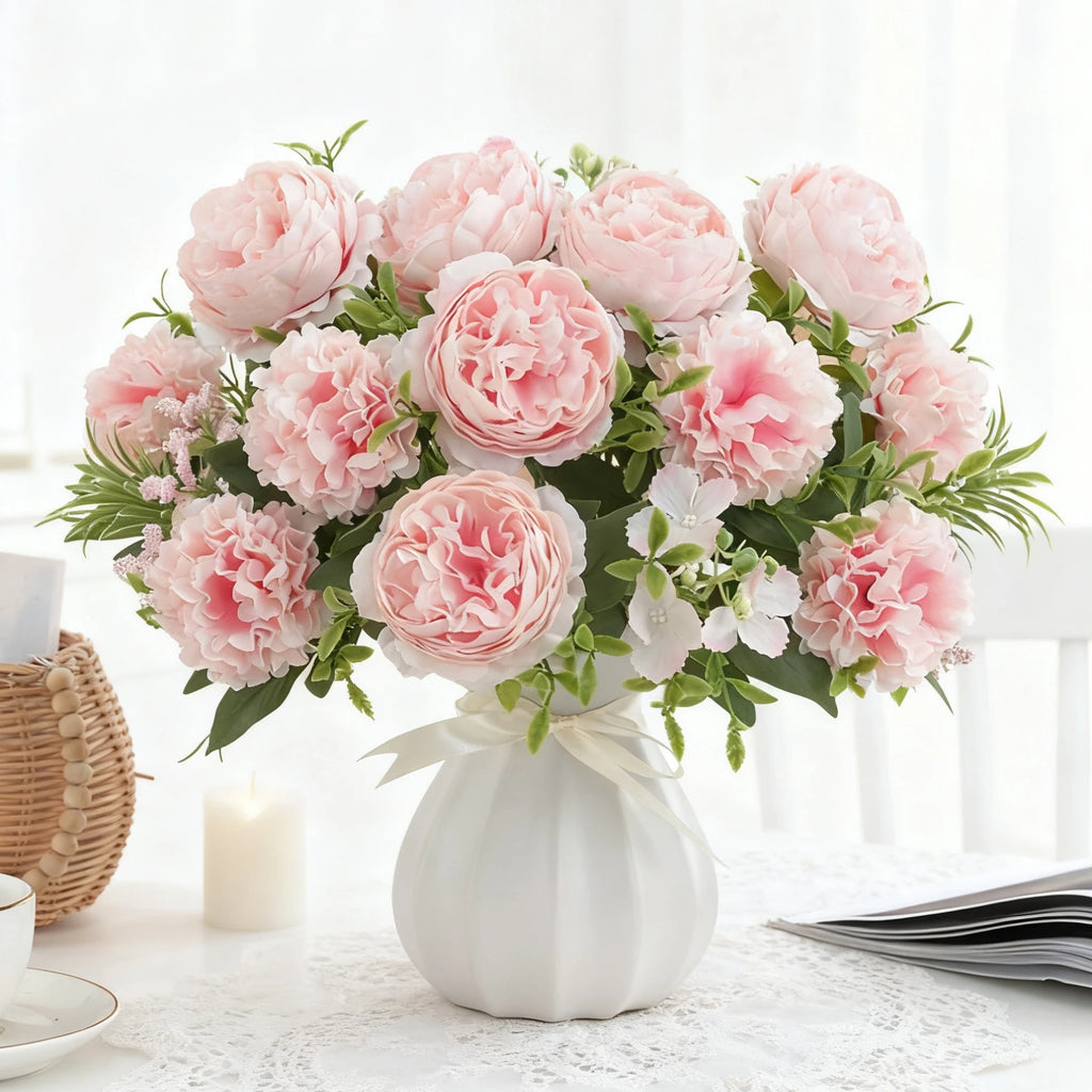 Artificial Silk Peony Chrysanthemum Bouquet – Wedding & Home Decor Artificial Flower Bouquet Babs