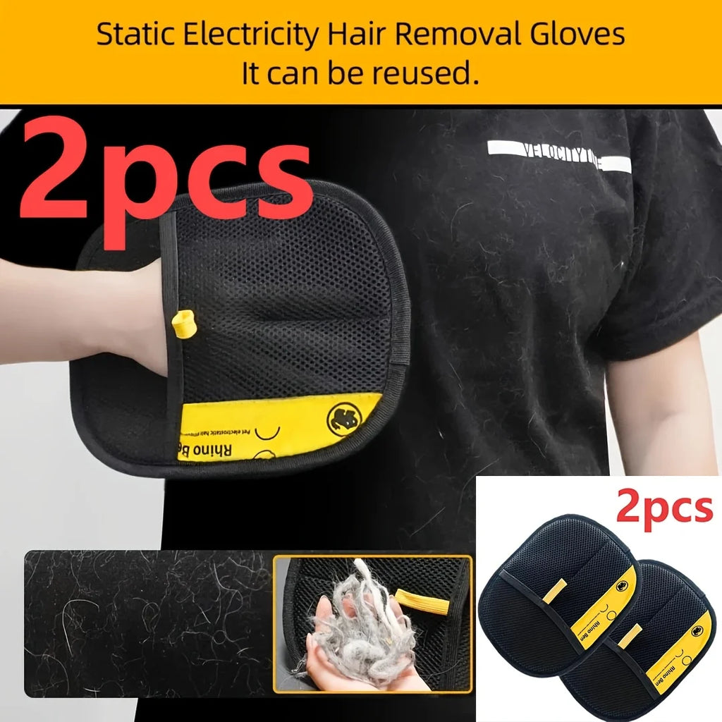 2-Piece Double-Sided Pet Hair Removal & Grooming Gloves Pet Grooming Gloves Babs