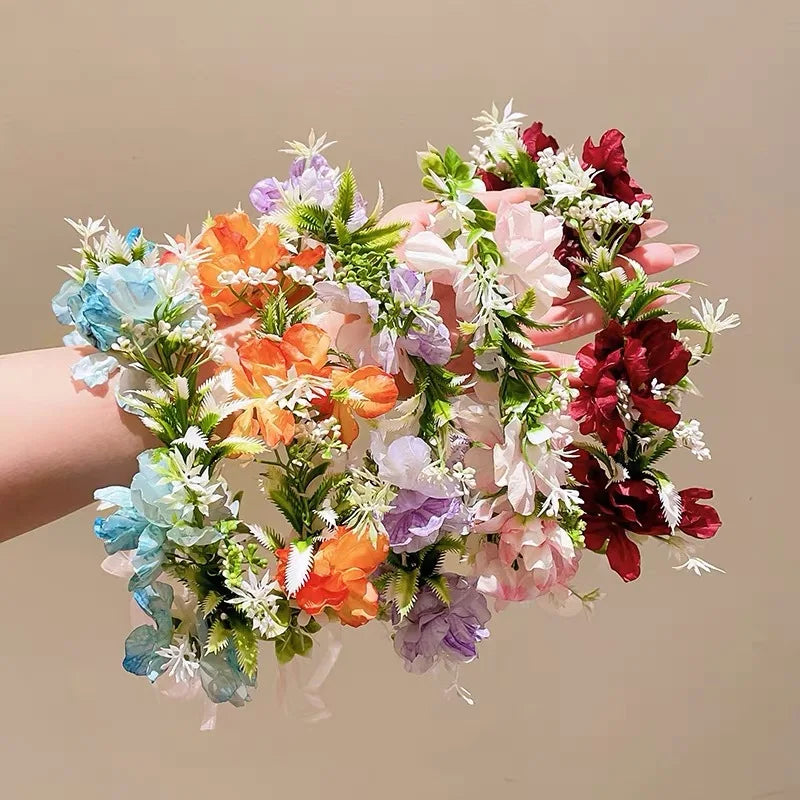 Boho Artificial Flower Crown Wreath Headband – Bridal & Party Flower Crown Headband Babs