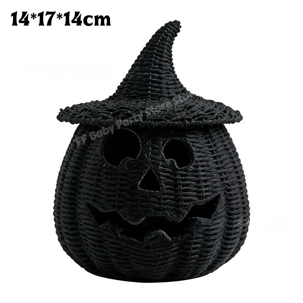 Wicker Pumpkin Lantern Witch Hat Storage Box Halloween Decor Halloween Décor Ornament Babs A