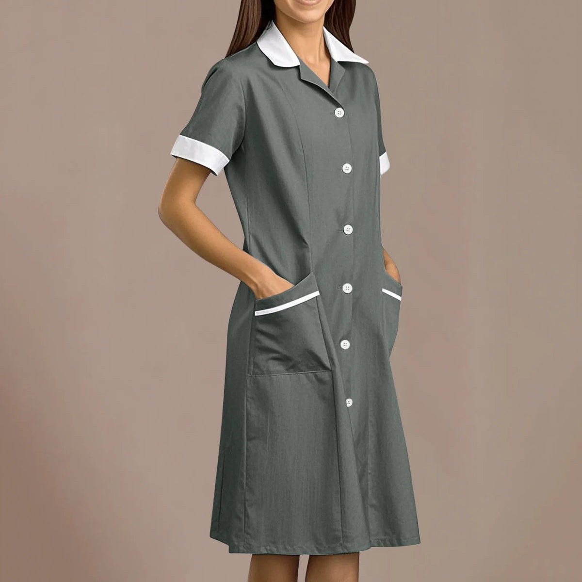 Women's White Lab Coat Long Sleeve Nurse Uniform Gown S–XXL Women's Lab Coat Babs Gray L