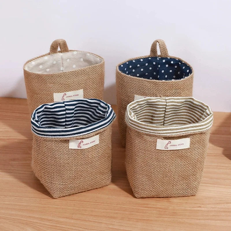 Foldable Wall Hanging Storage Bag – Cotton Linen Organizer Wall Hanging Organizer Babs