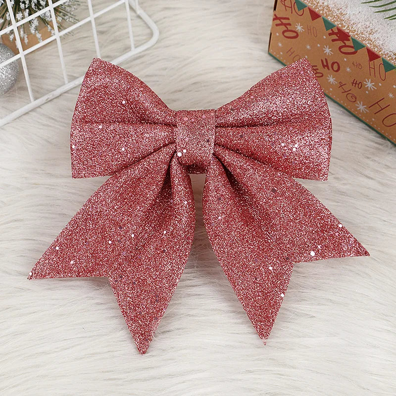 Large Glitter Christmas Bow Ornament – Red & Gold Xmas Decor Christmas Bow Ornament Babs A08 18x21cm