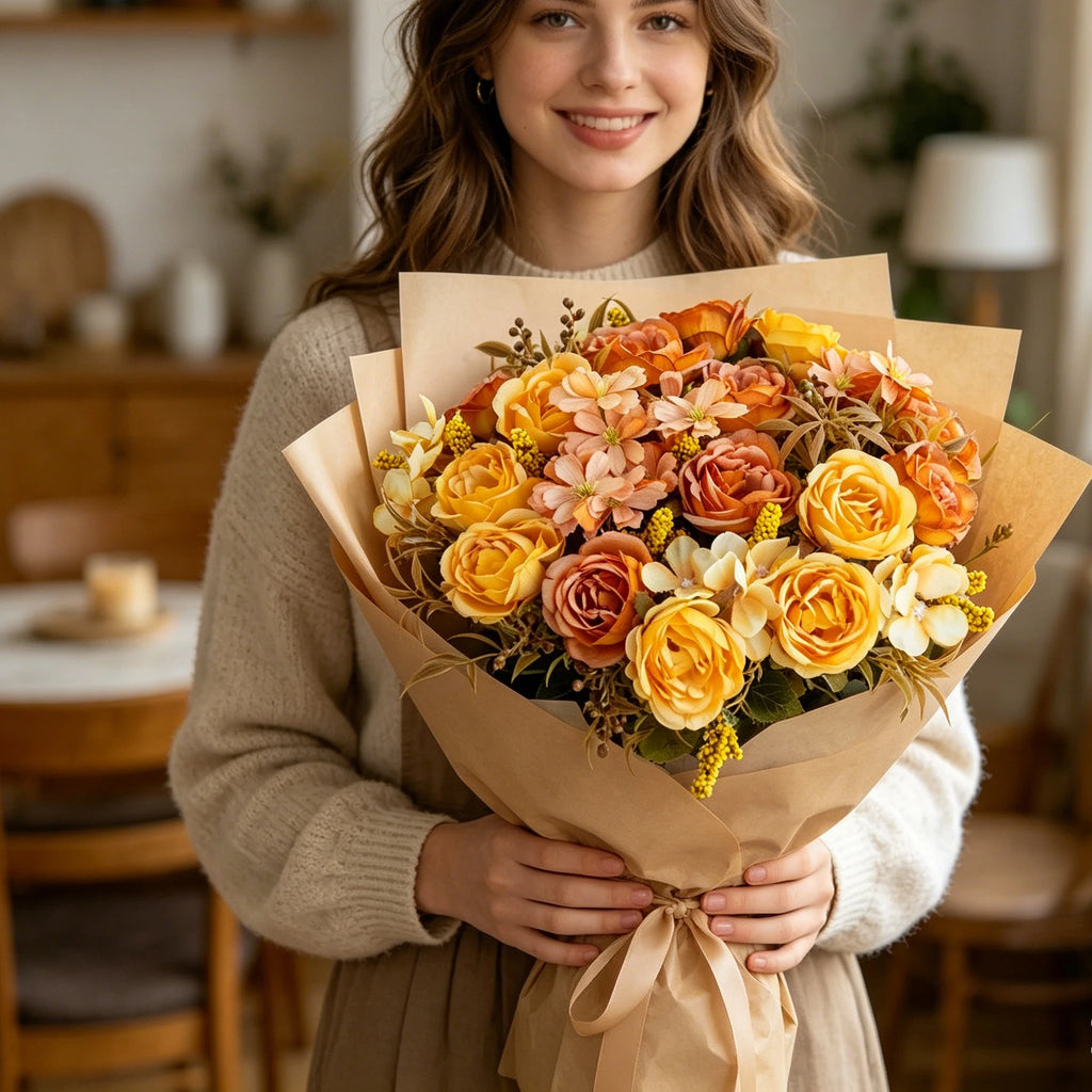 Silk Rose & Peony Artificial Bouquet – Wedding & Home Décor Artificial Flower Bouquet Babs
