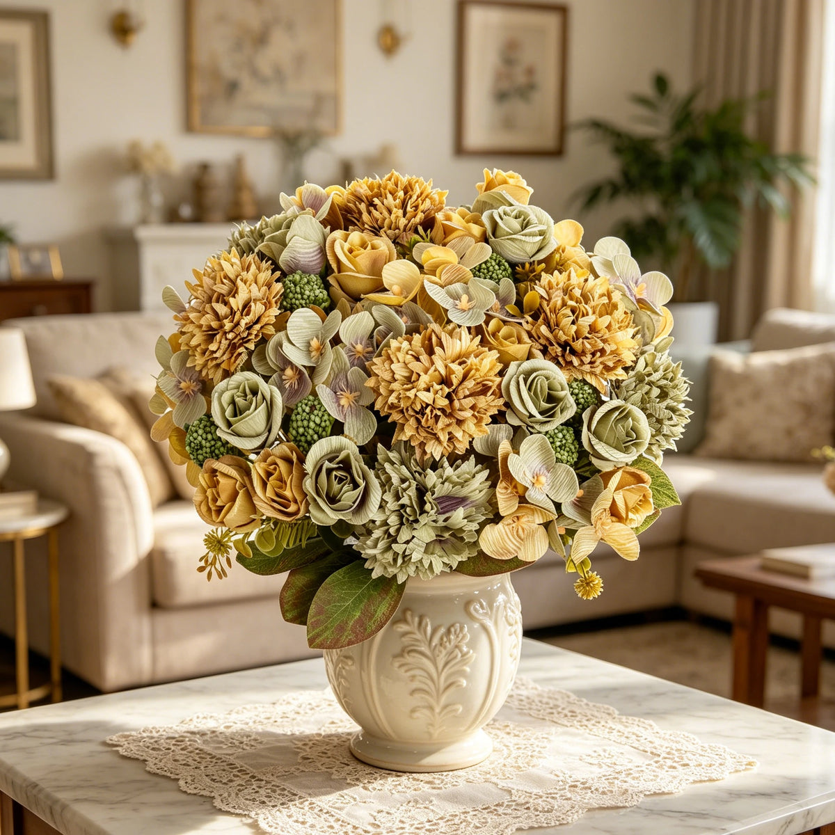 Silk Artificial Rose & Chrysanthemum Bouquet – Wedding Decor Artificial Flower Bouquet Babs