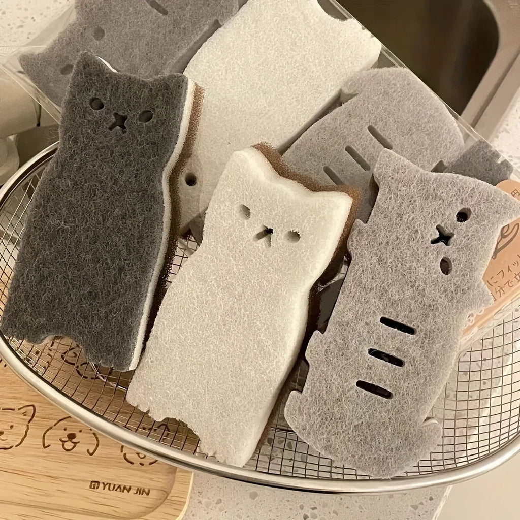 4-Piece Cute Cat Kitchen Sponge Set – Durable Dish Scrubber Kitchen Cleaning Sponge Babs Default Title