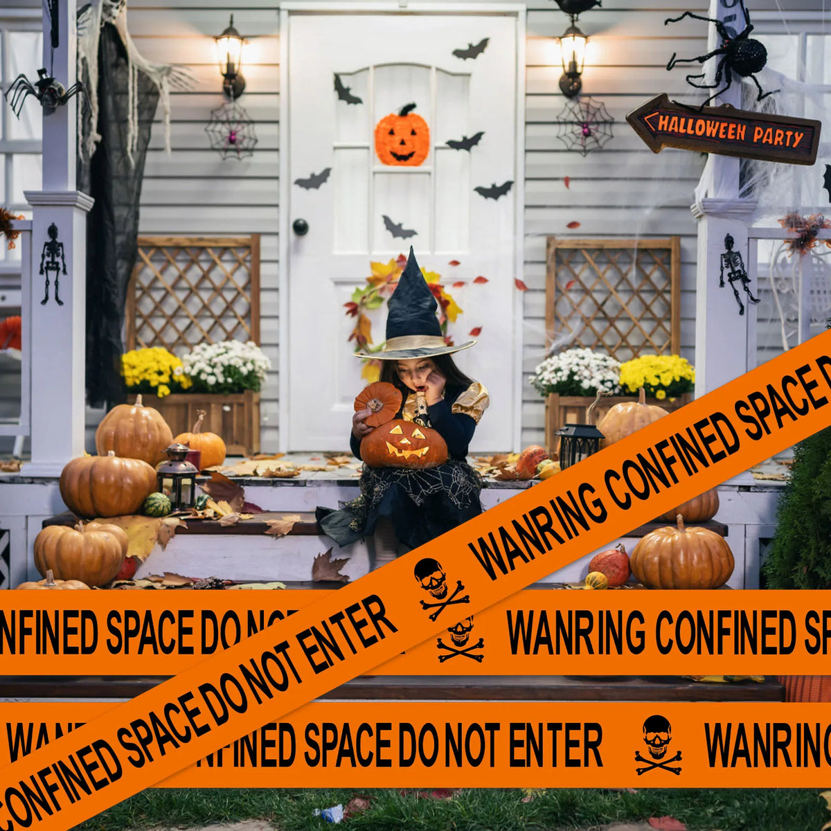 Halloween Caution Fright Tape – Spooky Hazard Warning Decor Halloween Decorative Tape Babs