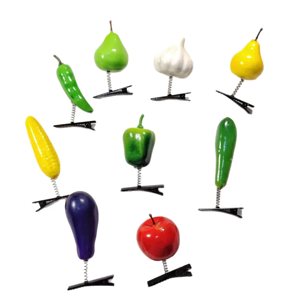 3D Vegetable Fruit Spring Hair Clips – Fun Cosplay Barrettes Novelty Hair Clips Babs