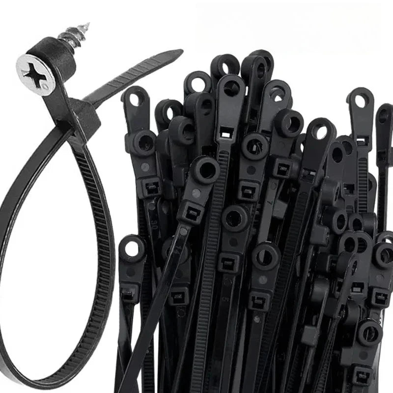 100pcs Nylon Cable Ties with Screw Mount – Self-Locking Organizer Nylon Cable Ties Babs