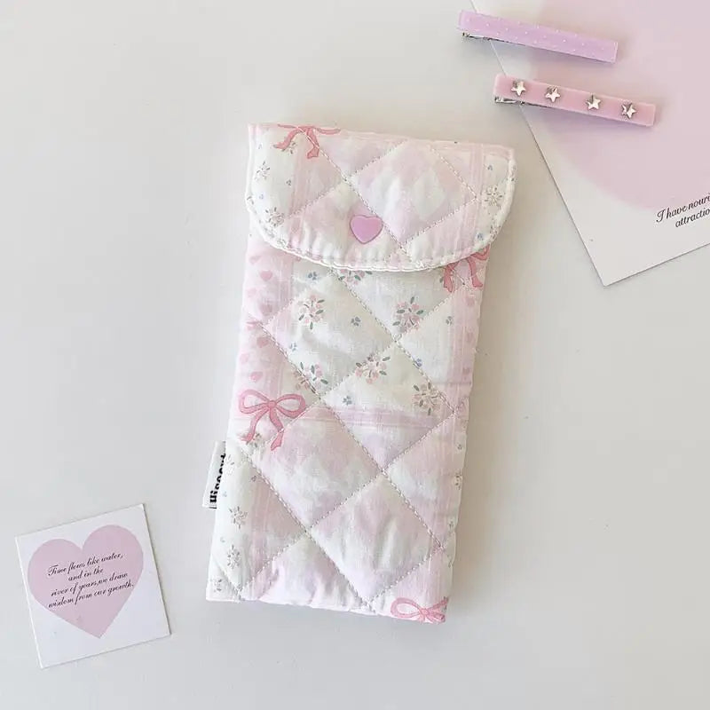 Floral Bow Snap Pencil Pouch – Glasses & Travel Makeup Bag Pencil & Storage Pouch Babs A1