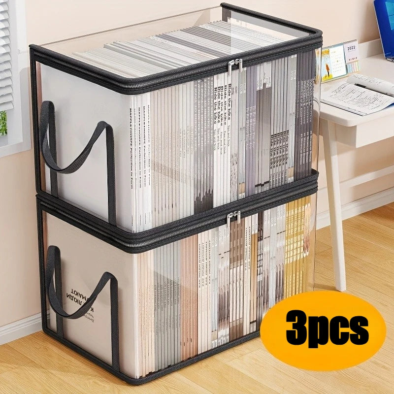3-Pack Transparent Stackable Storage Boxes with Flip Lid Storage Box Set Babs