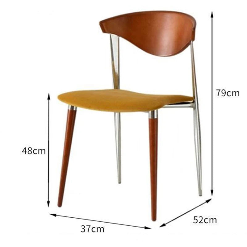 Nordic Minimalist Dining Chair | Microfiber Leather & Steel Dining Chair Babs Yellow-Velvet