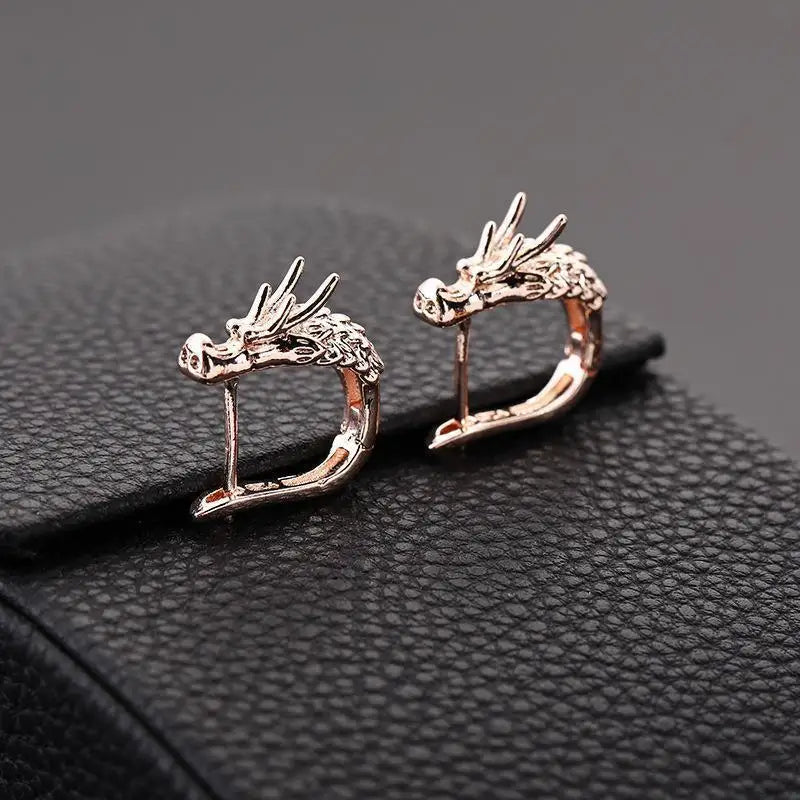 Dragon Head Hoop Earrings – 18K Gold Unisex Statement Hoops Hoop Earrings Babs rose gold
