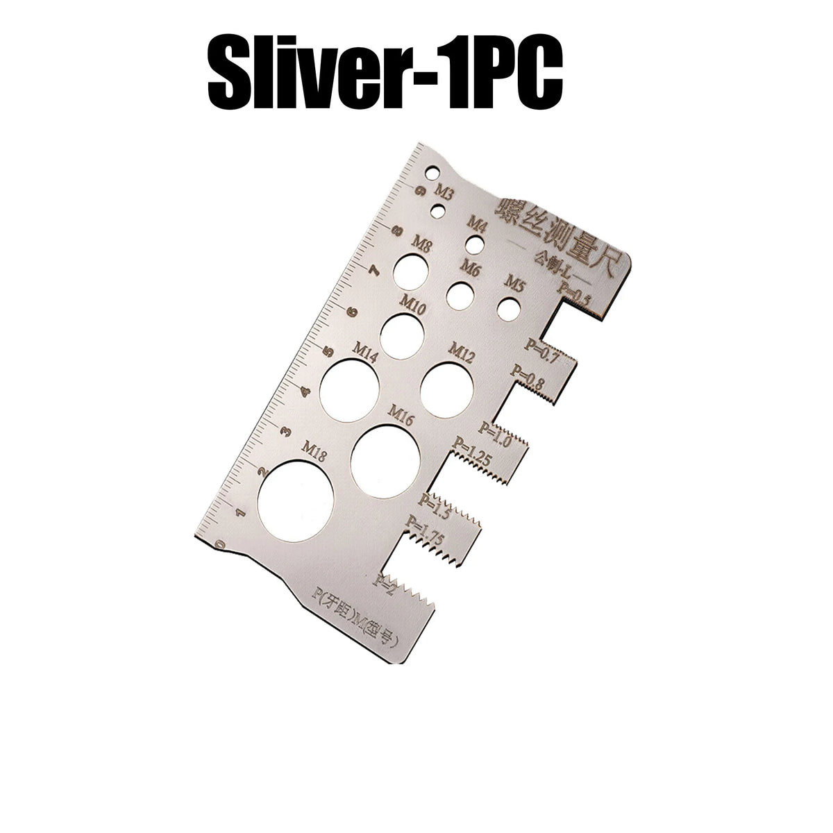M3-M18 Stainless Steel Thread Checker & Screw Pitch Gauge Thread Pitch Gauge Babs Sliver 1PC